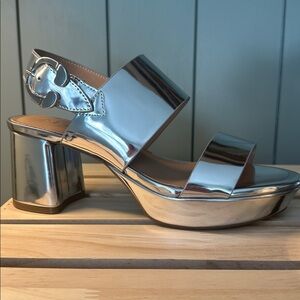 Camera Silver Platform Heels